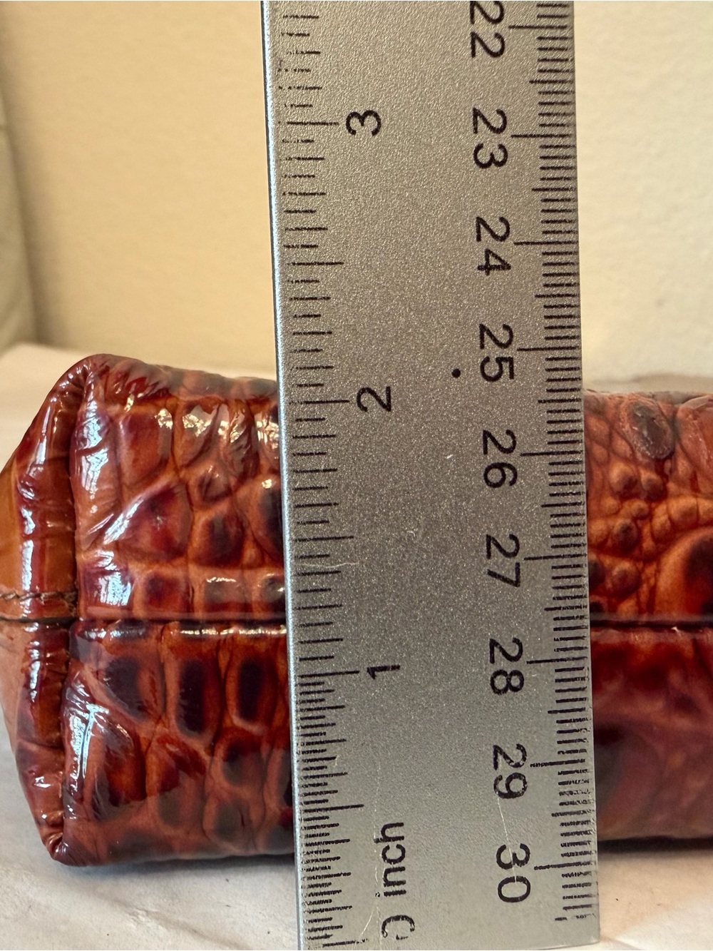 Brahmin Brown Croc-Embossed hand held with Gold Hardware 9x5x2 - Picture 9 of 13